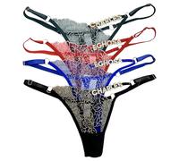 PPETAUL Custom Thong - Personalized Thongs with Name Customized Panties for Women Rhinestone Golden Letters G-String Thongs, Pattern02, One size