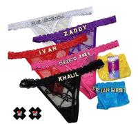 PPETAUL Custom Thong - Personalized Thongs with Name Customized Panties for Women Rhinestone Golden Letters G-String Thongs, Pattern01, One size