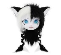 PPFINE Animal Cat Fursuit Furry Mask Halloween Full Head Plush Cosplay Party Costume Accessory