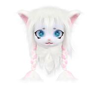 PPFINE Animal Cat Fursuit Furry Mask Halloween Full Head Plush Cosplay Party Costume Accessory