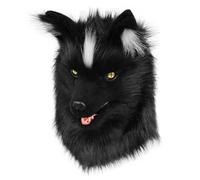PPFINE Animal Faux Fur Wolf Dog Furry Full Head Mask Cosplay Costume Accessories for Halloween Party