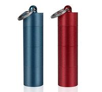 PPFISH 2 PCS Portable Daily Pill Case, 3 Compartments Aluminum Alloy Waterproof Pill Box Dispenser, Small Pocket Pill Container, Keychain Pill Fob, Travel Pill Holder for Men Women