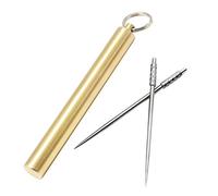PPFISH Pocket Toothpick Holder keychain - Waterproof Brass Toothpick Box Container & 2 Titanium Toothpick Ultralight Travel Kits