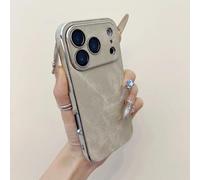 PPFVVTV Luxury Vintage Cowboy Jeans Fabric Bumper Case for Iphone 17 16 15 14 13 Pro Max Plus Retro Armor Plating Shockproof Phone Cover(for Iphone 14 Pro Max/Titanium Gray)