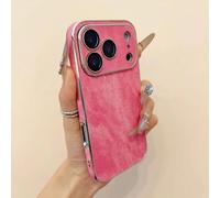 PPFVVTV Luxury Vintage Cowboy Jeans Fabric Bumper Case for Iphone 17 16 15 14 13 Pro Max Plus Retro Armor Plating Shockproof Phone Cover(for Iphone 16 Pro Max/Rose)