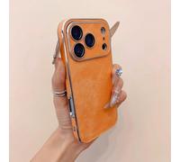 PPFVVTV Luxury Vintage Cowboy Jeans Fabric Bumper Case for Iphone 17 16 15 14 13 Pro Max Plus Retro Armor Plating Shockproof Phone Cover(for Iphone 16 Pro Max/Orange)