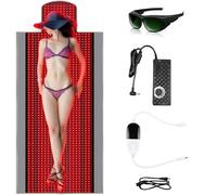 PPGE Home 1370pcs LED 660nm Red Lig-ht Ther-apy Mat 850nm Near Infr-ared Designed for Full Body The-rapy Multifunctional Controller Easy-to-use Humanized Design