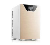 PPGE Home 20L Mini Fridge Car Refrigerator Freezer DC 12V / AC 220-240V Portable Cooler & Warmer with Three-Core Cooling System for Skin Care, Cosmetics, Food (Color : Gold)
