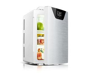 PPGE Home 20L Mini Fridge Car Refrigerator Freezer DC 12V / AC 220-240V Portable Cooler & Warmer with Three-Core Cooling System for Skin Care, Cosmetics, Food (Color : Gold)