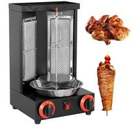 PPGE Home Doner Kebab Machine Electric Kebab Grill Vertical Broiler Gyro Meat Rotisserie with Burners Temperature Adjustment 50-350℃ for Commercial Home Kitchen,Black-M