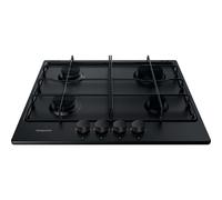 Hotpoint PPH 60P F NB Black 60Cm Gas Hob ; Mulitflame With Enamel Pan Supports