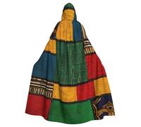 PPHGUT African Style Patchwork Print Unisex Full Length Hooded Halloween Cloak For Cosplay Medieval And Festivals Fits