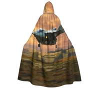 PPHGUT Aircraft Fighter Jets Print Halloween Hooded Capes Cosplay Carnivals | 190cm Witch Costume Christmas Party Themed Gathering Masquerade Balls