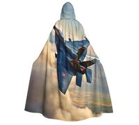 PPHGUT Aircraft Fighter Jets Print Halloween Hooded Capes Cosplay Carnivals | 190cm Witch Costume Christmas Party Themed Gathering Masquerade Balls