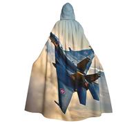 PPHGUT Aircraft Fighter Jets Print Halloween Hooded Cloak Carnival Cosplay | 185cm Velvet Cape Costume Prop Outdoor Activities Party Themed Events