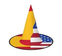 PPHGUT American Spain Flag Print Halloween Witch Hat Wide Brim Foldable Cap Parties Arnivals And Roleplaying Events