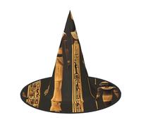 PPHGUT Ancient Egyptian Hieroglyph Print Halloween Witch Hat Wide Brim Foldable Cap Parties Arnivals And Roleplaying Events