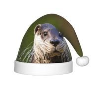 PPHGUT Animal Cute Brown Otters Print Kids Christmas Hat Comfortable Xmas Holiday Cap for Santa Party New Year Trim