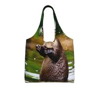 PPHGUT Animal Cute Brown Otters Print Unisex Oversized Canvas Tote Bag Shopping Travel Lightweight Shoulder Handbag