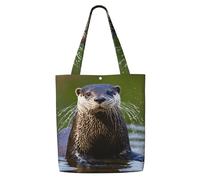 PPHGUT Animal Cute Brown Otters Print Versatility Canvas Shoulder Bag Shopping Casual Travel Picnic Everyday Use Tote
