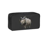 PPHGUT Animal Rhino Print Adults Spacious Case Large-Capacity Stationery Daily Carry Office Organizer Pouch