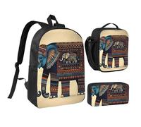 PPHGUT Aztec Elephant Print School Bag Set Lunch Bag Pen Case Boys Girls School Outdoor Activities Shopping