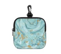 PPHGUT Azurite Teal and Foil Gold Oil Marble Pattern Print Women Men Square Storage Bag Waterproof Organizer Pouch Travel Toiletry Cosmetic
