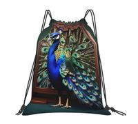 PPHGUT Beautiful Peacock Picture Print Adults Foldable Drawstring Backpack Fitness Travel Bag Weekend Outdoor Activities
