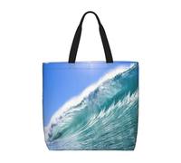 PPHGUT Big Ocean Wave Hd Print Large Capacity Lightweight Tote Unisex Eco-Friendly Bag Daily Use Travel Beach Gym