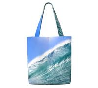 PPHGUT Big Ocean Wave Hd Print Versatility Canvas Shoulder Bag Shopping Casual Travel Picnic Everyday Use Tote
