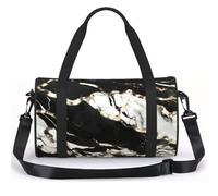 PPHGUT Black And White Marble Texture Print Sports Tote Bag Unisex Vacation Backpack Versatile Travel Weekend Commutes
