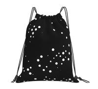 PPHGUT Black Round Dot Pattern Print Adults Foldable Drawstring Backpack Fitness Travel Bag Weekend Outdoor Activities