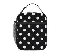 PPHGUT Black & White Big Dot Print Adults Lunch Bag Tote Waterproof Work Travel Reusable Portable Bento Box
