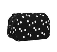 PPHGUT Black White Polka Dots Print Portable Pencil Bag Cosmetic Toiletry Multi-Use Bags Cute Large Capacity Daily Use