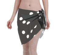 PPHGUT Black White Polka Dots Print Women's Short Beach Wrap Towel Lightweight Semi-Sheer Sun Protection Vacation Wear