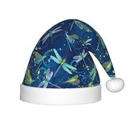 PPHGUT Blue Dragonfly Print Kids Christmas Hat Comfortable Xmas Holiday Cap for Santa Party New Year Trim