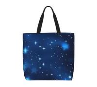 PPHGUT Blue Shining Stars Pattern Print Women Large Capacity Bag Reusable Organizer Lightweight Shopping Everyday Tote