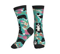 PPHGUT Border Collie Florals Print Adults Mid Tube Socks Breathable Sports Running Gym Training Jogging Activities
