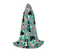 PPHGUT Border Collie Florals Print Hooded Cloak Dress Up Halloween Carnival Cosplay Teens Kids Adults Wizard Themes