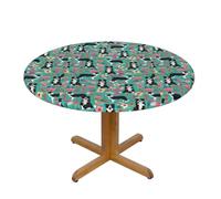 PPHGUT Border Collie Florals Print Round Tablecloth Family Table Cover Kitchen Wedding Party Everyday Outdoor