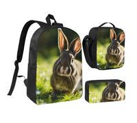 PPHGUT Bunny Rabbits Print School Bag Set Lunch Bag Pen Case Boys Girls School Outdoor Activities Shopping