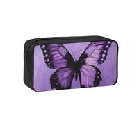 PPHGUT Butterfly Purple Print Adults Spacious Case Large-Capacity Stationery Daily Carry Office Organizer Pouch