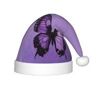 PPHGUT butterfly purple Print Kids Christmas Hat Comfortable Xmas Holiday Cap for Santa Party New Year Trim