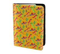 PPHGUT Cactus Hat and Chili Pepper Print Men Women Passport Travel Document Lightweight Stylis Secure Business Leisure