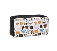 PPHGUT Cat and Dog Faces Bulldog Beagle Labrador Print Adults Spacious Case Large-Capacity Stationery Daily Carry Office Organizer Pouch