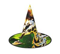 PPHGUT Clever Giraffe Print Halloween Witch Hat Wide Brim Foldable Cap Parties Arnivals And Roleplaying Events