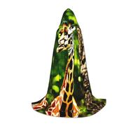 PPHGUT Clever Giraffe Print Hooded Cloak Dress Up Halloween Carnival Cosplay Teens Kids Adults Wizard Themes