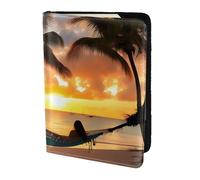 PPHGUT Coconut Beach Sunset Hammock Print Men Women Passport Travel Document Lightweight Stylis Secure Business Leisure