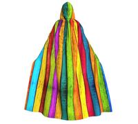 PPHGUT Colored Wooden Board Print 190cm Hooded Carnival Themed Cloak Comfortable Cosplay Costume Outdoor Celebrations