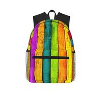 PPHGUT Colored Wooden Board Print Casual Backpack Lightweight Travel Outdoor Adventures Camping Dual Shoulder Bag